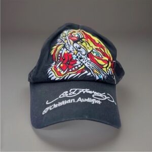 Ed Hardy Tiger Rhinestone Hat Cap Black
